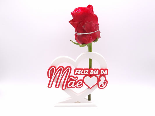 Mother's Day Heart-Shaped Flower Rose Holder Gift In Portuguese