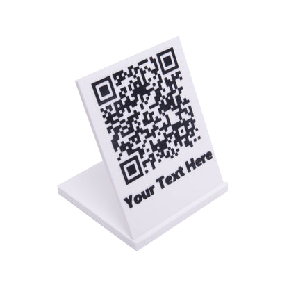 Custom QR Code Display Stand – Modern & Elegant | Personalized Text | WiFi, Link, Menu, Business Use