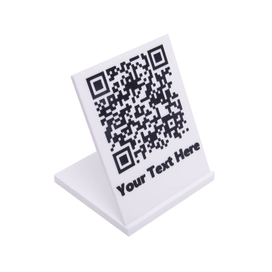 Custom QR Code Display Stand – Modern & Elegant | Personalized Text | WiFi, Link, Menu, Business Use