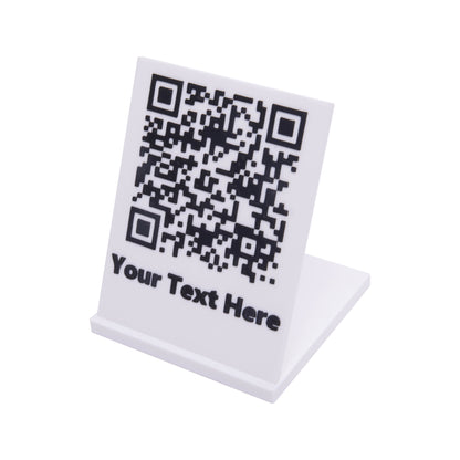 Custom QR Code Display Stand – Modern & Elegant | Personalized Text | WiFi, Link, Menu, Business Use